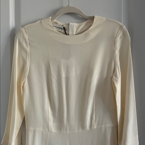 NWT Mansur Gavriel Brand Cream Long Sleeve Dress - Size EU 36/US 6 - Picture 9 of 14